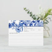 Blue White Chinoiserie Bird Bridal Rezept Karte (Stehend Vorderseite)