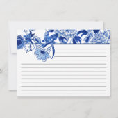 Blue White Chinoiserie Bird Bridal Rezept Karte (Rückseite)