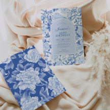 Blue White Chinoiserie Blumengarten 50. Geburtstag