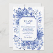 Blue White Chinoiserie Blumenstrauß Porzellan Dankeskarte (Vorderseite)