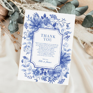Blue White Chinoiserie Blumenstrauß Porzellan Dankeskarte