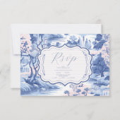 Blue White Chinoiserie Blumenstrauß Porzellan RSVP Karte (Vorderseite)