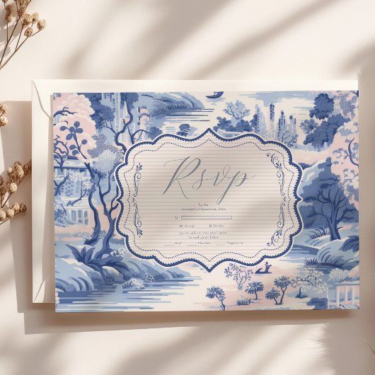 Blue White Chinoiserie Blumenstrauß Porzellan RSVP Karte