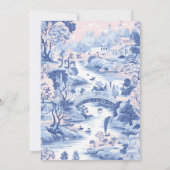 Blue White Chinoiserie Blumenstrauß Porzellan Save The Date (Rückseite)