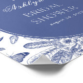 Blue White Chinoiserie Brautparty Begrüßungszeiche Poster (Ecke)