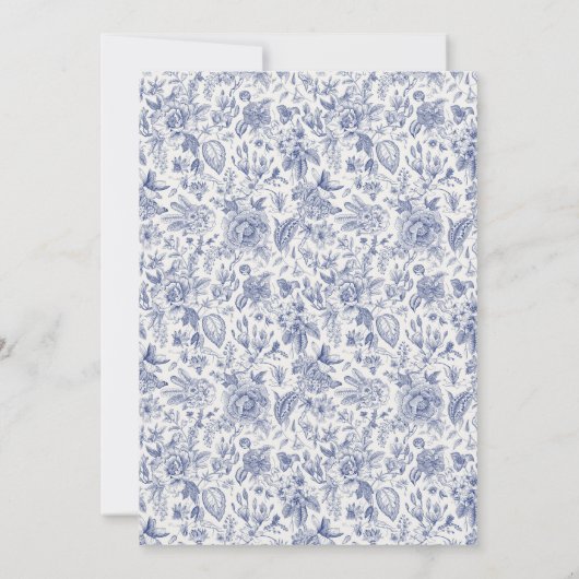 Blue White Chinoiserie Brautparty Einladung (Rückseite)