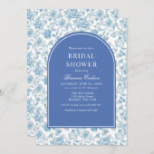 Blue White Chinoiserie Brautparty Einladung (Vorne/Hinten)