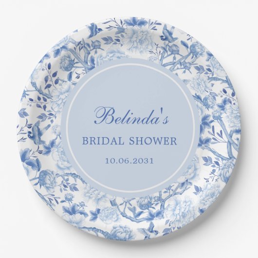 Blue White Chinoiserie Brautparty Pappteller (Vorderseite)