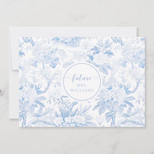 Blue White Chinoiserie Brautparty Rezept Karte (Rückseite)