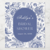 Blue White Chinoiserie Brautparty Weinkeller Weinetikett (Einzelnes Label)