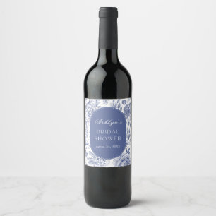 Blue White Chinoiserie Brautparty Weinkeller Weinetikett
