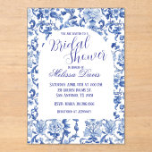 Blue & White Chinoiserie Bridal Shower Invitation Acryleinladungen (Vorderseite)