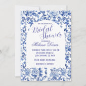 Blue & White Chinoiserie Bridal Shower Invitation Einladung (Vorderseite)