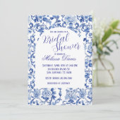 Blue & White Chinoiserie Bridal Shower Invitation Einladung (Stehend Vorderseite)