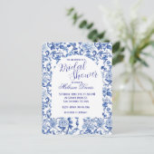 Blue & White Chinoiserie Bridal Shower Invitation Postkarte (Stehend Vorderseite)