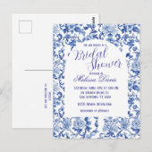 Blue & White Chinoiserie Bridal Shower Invitation Postkarte (Vorne/Hinten)