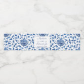 Blue & White Chinoiserie Chic Brautparty Party Wasserflaschenetikett (Einzelnes Label)