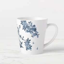 Blue White Chinoiserie Floral Stilvolle Monogram Milchtasse