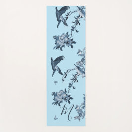 Blue White Chinoiserie Floral Stilvolle Monogram Yogamatte