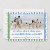 Blue & White Chinoiserie Grüne, Grandmillenial Feiertagskarte (Rückseite)