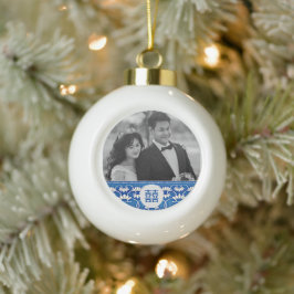 Blue & White Chinoiserie - Hochzeit  Keramik Kugel-Ornament