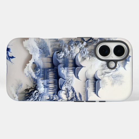 Blue & White Chinoiserie iPhone 13 Case – Artistic (Rückseite (Horizontal))
