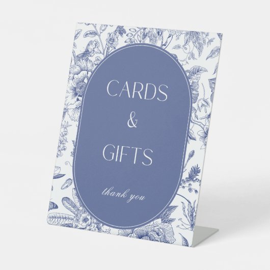 Blue White Chinoiserie Karten und Geschenke Tafels Sockelschild (Vorderseite)