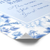 Blue White Chinoiserie Mimosa Bar Wedding Sign Poster (Ecke)