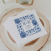 Blue & White Chinoiserie Monogram Wedding Party Serviette