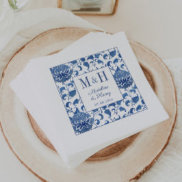 Blue & White Chinoiserie Monogram Wedding Party Serviette