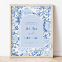 Blue White Chinoiserie Peony Bird Wedding Willkomm
