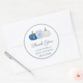 Blue & White Chinoiserie Pumpkin Dusche Vielen Dan Runder Aufkleber (Umschlag)