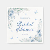 Blue & White Chinoiserie Wasserfarben Brautparty Serviette (Vorderseite)