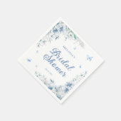 Blue & White Chinoiserie Wasserfarben Brautparty Serviette (Ecke)
