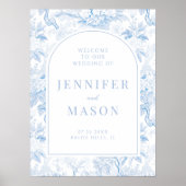 Blue White Chinoiserie Wedding Welcome Sign Poster (Vorne)