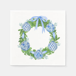 Blue & White Chinoiserie Wreath ,Grandmillenial Serviette