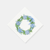 Blue & White Chinoiserie Wreath ,Grandmillenial Serviette (Ecke)
