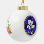 Blue & White Christmas Bear Ball Ornament (Links)