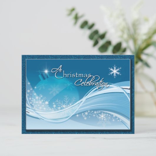 Blue White Christmas Celebration UAWG Einladung (Stehend Vorderseite)