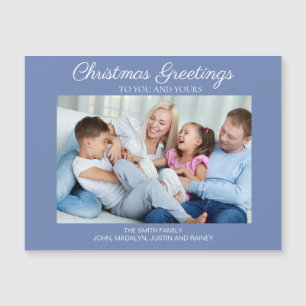 Blue White Christmas Foto Gruß Magnetic Card Magnetkarte