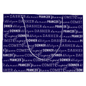 Blue & White Christmas Gift Bag | Santa's Reindeer Große Geschenktüte (Rückseite)