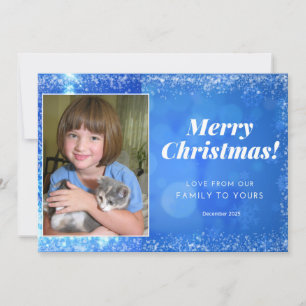 Blue White Christmas Holiday Foto Card Feiertagskarte