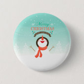 Blue White Christmas New Years Snowman Greetings Button (Vorderseite)