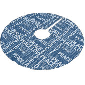 Blue White Christmas Peace Liebe Polyester Weihnachtsbaumdecke (Schrägansicht)