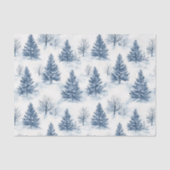 Blue White Christmas Pine Trees Seidenpapier (Vorderseite)
