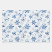 Blue White Christmas Pine Trees Snowflakes Geschenkpapier Set (Vorderseite 2)