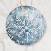 Blue White Christmas Snowflakes Ornament Geschenkanhänger (Rückseite)