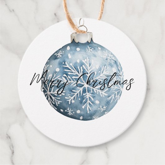 Blue White Christmas Snowflakes Ornament Geschenkanhänger (Vorderseite)