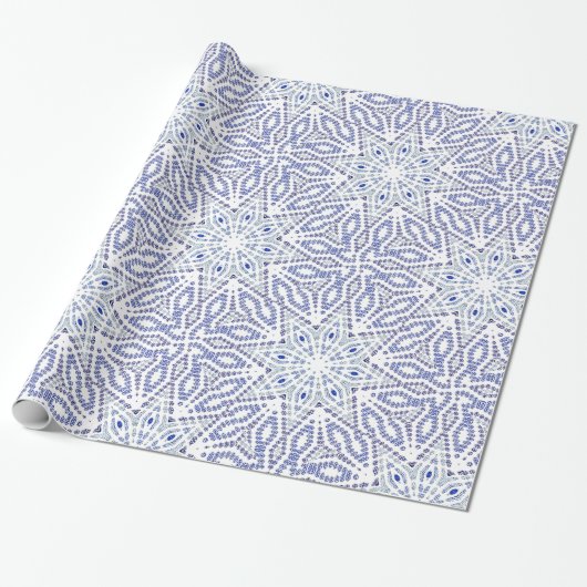Blue White Christmas Star Modernes geometrisches M Geschenkpapier (Ungerollt)