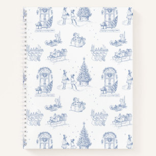 Blue White Christmas Toile Notizblock